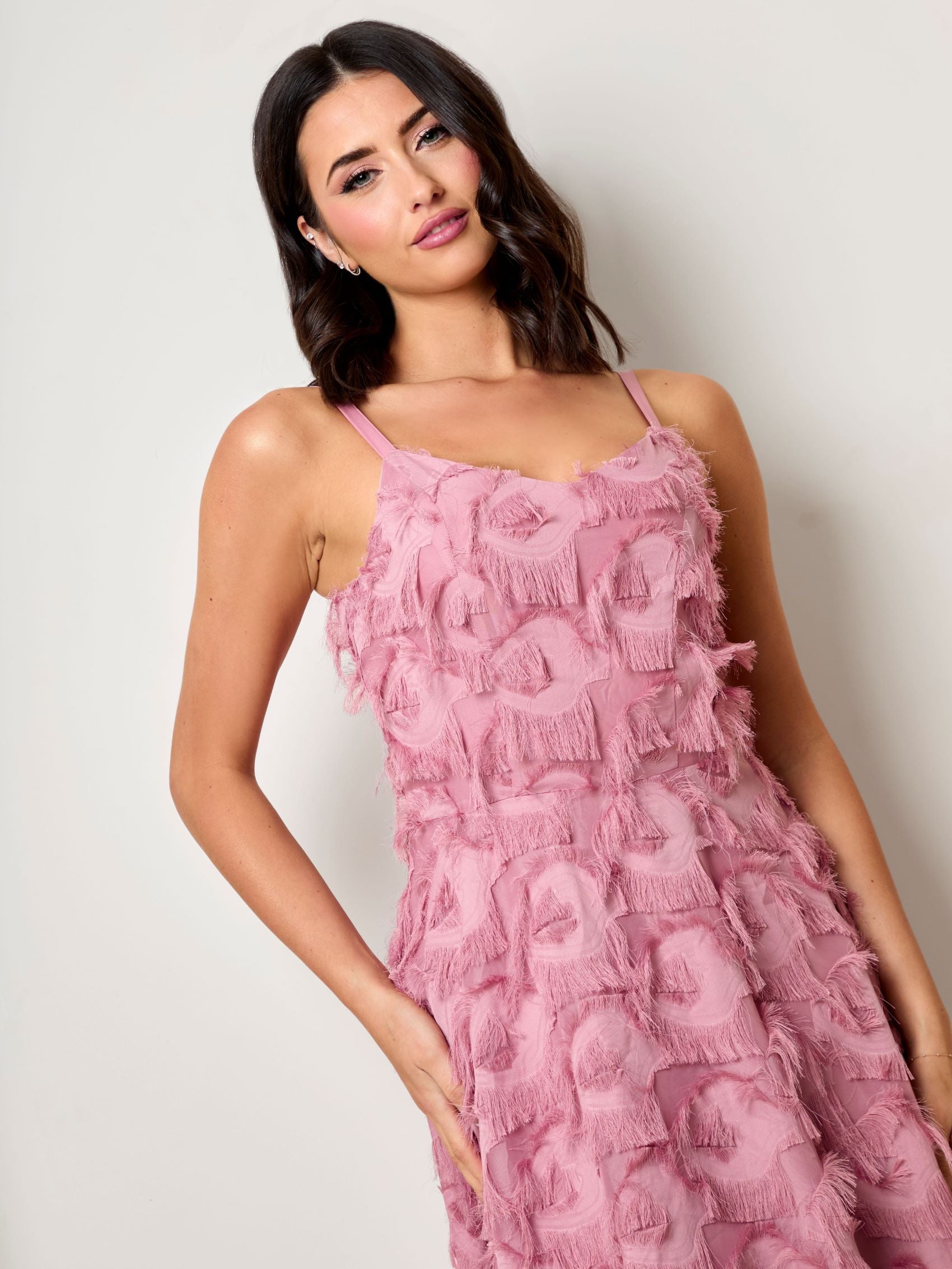 strapless open back dress Final Sale Plus Size One Shoulder Mesh Dress in Pink main image 1