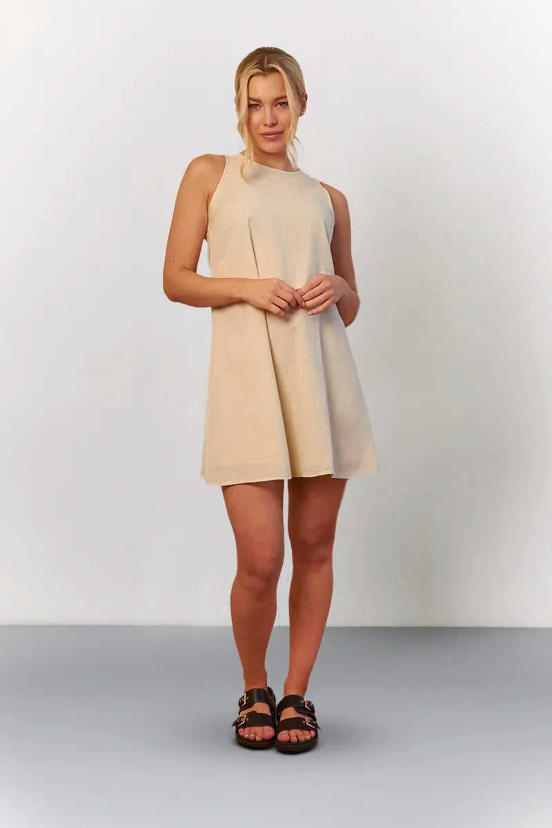 knee length dresses for ladies Sand Garden Cascade Euroflax™ Premium Linen Mini Dress – FARM Rio