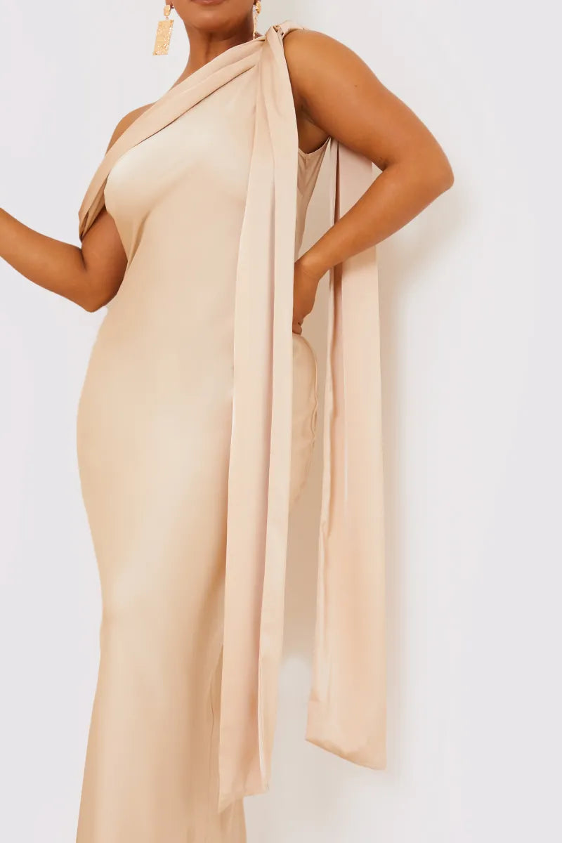 asymmetric draped neckline maxi dress In The Style Asymmetric Draped Neckline Maxi Dress