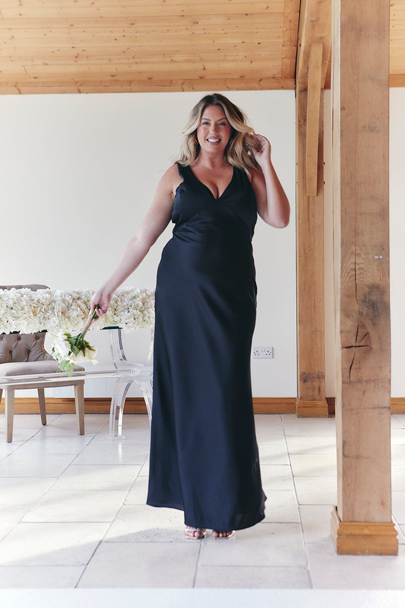 satin twist back maxi dress Satin Ruched Bust Twist Back Maxi Dress