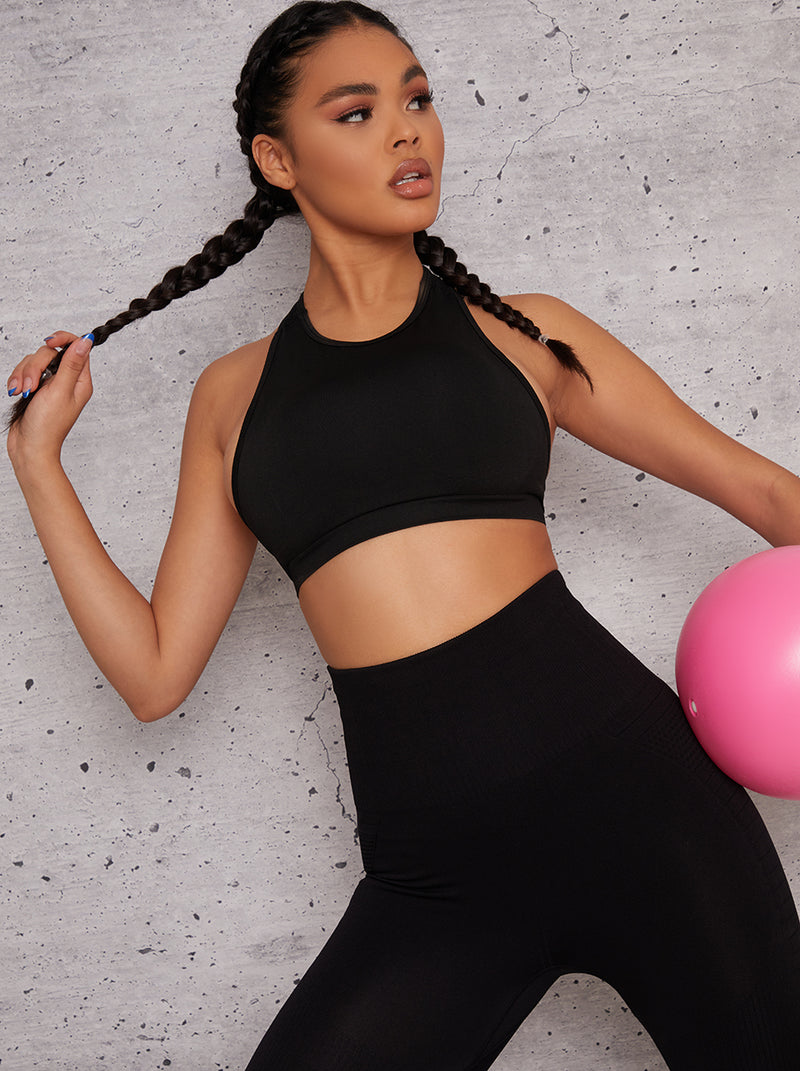 Sports Bra with Keyhole Back in Black