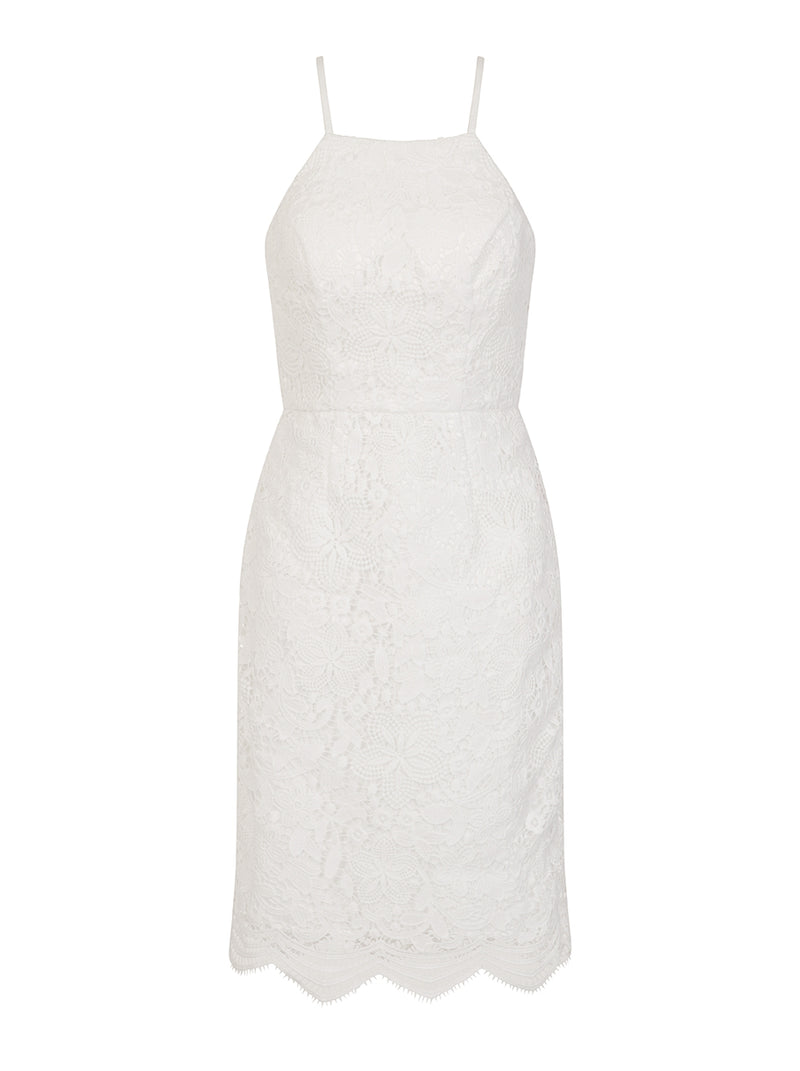 Premium Lace Bodycon Dress in White
