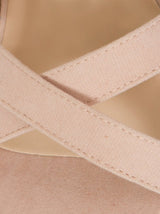 Block Heel Lace Up Detail Sandals in Beige