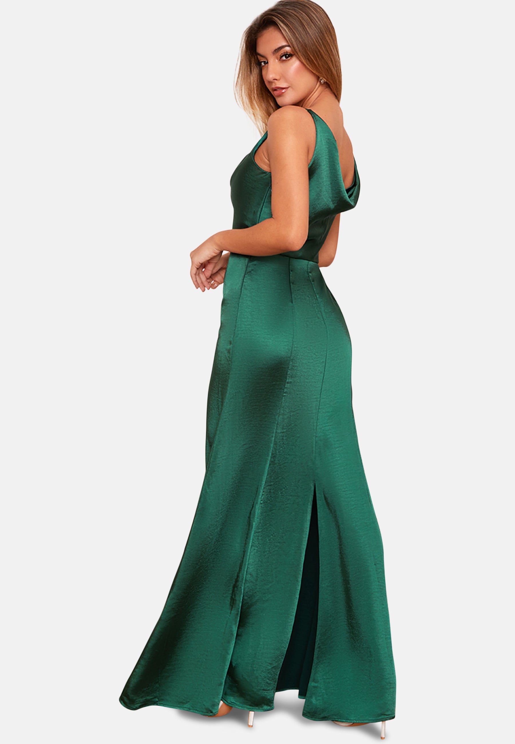 Chi Chi Cowl Neck Satin Slip Maxi Dress in Green, Size 16 Chi Chi Cowl Neck Satin Slip Maxi Dress in Green, Size 16