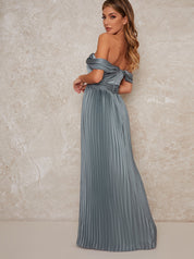 Bardot Pleated Maxi Dress in Grey
