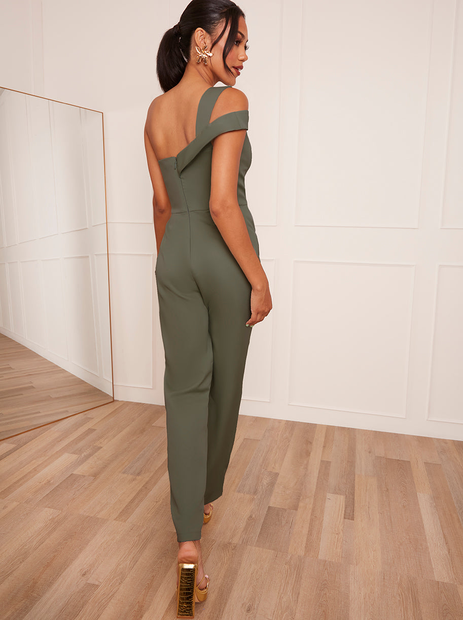 One-Shoulder Jumpsuit in Green