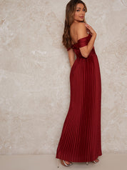 Bardot Dress with Draped Shoulder in Rust