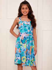 Older Girls Floral Midi Dress in Blue
