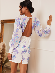 Floral Embroidered Mini Dress in White