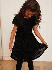 Younger Girls Animal Devoré Midi Dress in Black