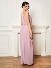 Petite Pleated Chiffon Maxi Dress in Blush Pink
