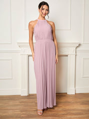 Petite Pleated Chiffon Maxi Dress in Blush Pink