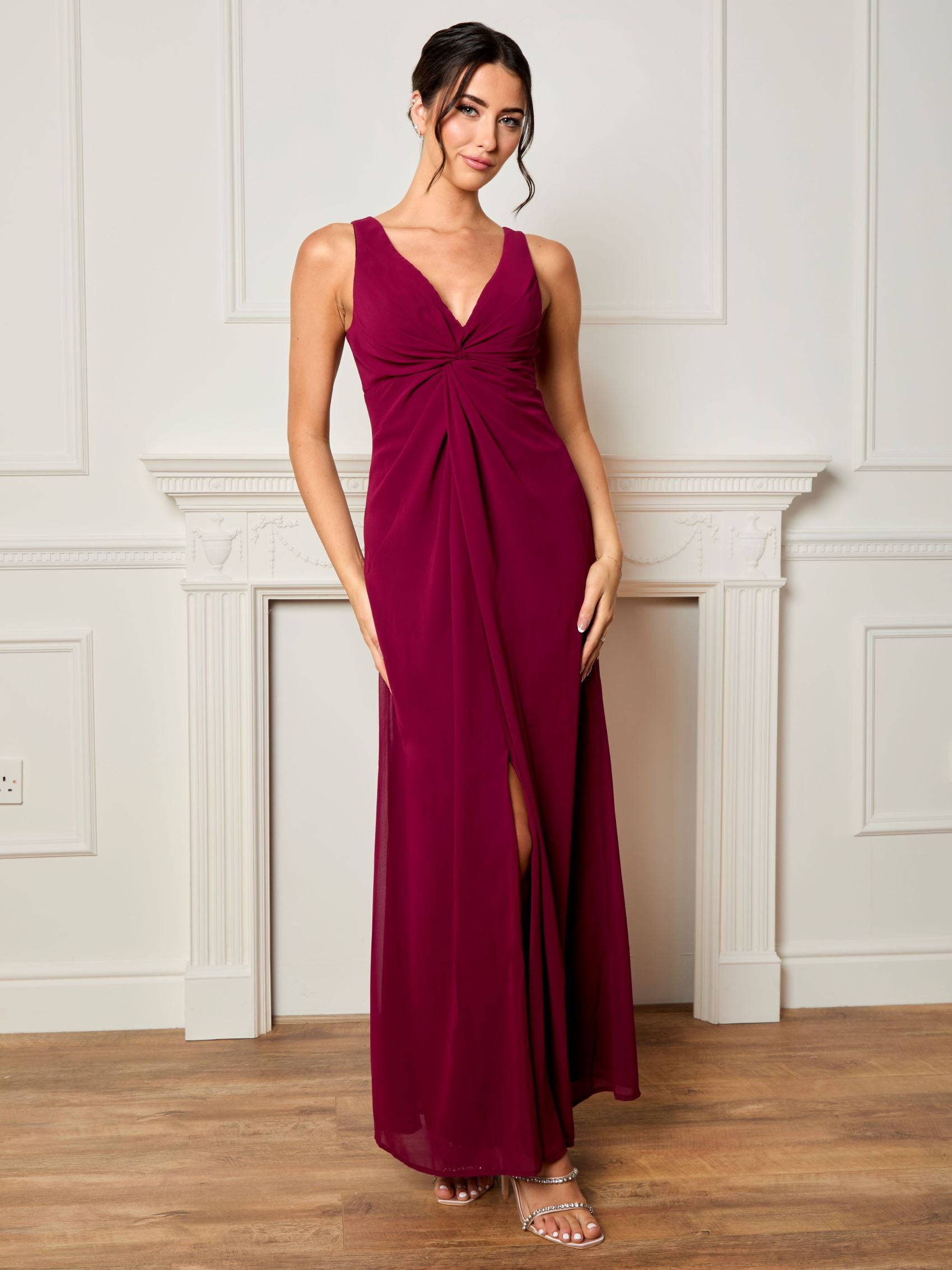 Knot Detail Maxi Dress in Wine