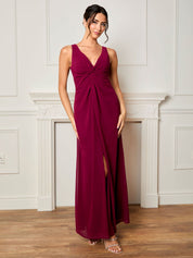 Knot Detail Maxi Dress in Wine