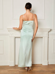 Satin Cami Strap Maxi Dress in Mint