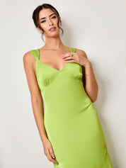 Satin Maxi Dress in Green
