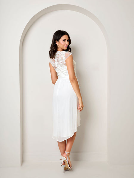 white lace ruffle mini dress Bodhi White Lace Mini Dress - US 12
