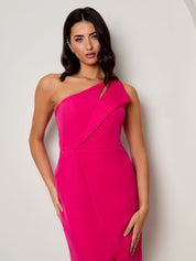 One Shoulder Cut Out Mini Dress in Pink