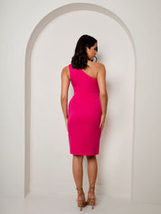 One Shoulder Cut Out Mini Dress in Pink