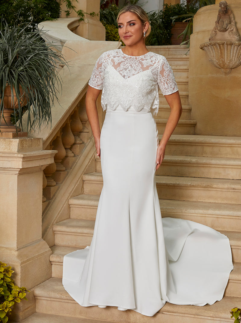 Divinity Bridal OPHELIA Beaded Glitter Overlay Mermaid Wedding Dress