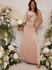 One Shoulder Maxi Dress in Champagne