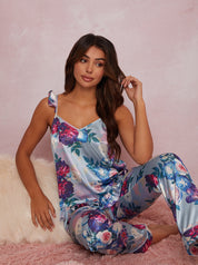 Cami Floral Pyjama Set in Blue