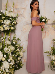 Bardot Off-Shoulder Maxi Dress in Mink