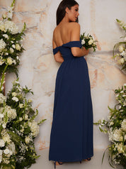 Bardot Draped Chiffon Maxi Dress in Blue