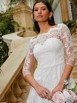 Lace Midi Wedding Dress in White