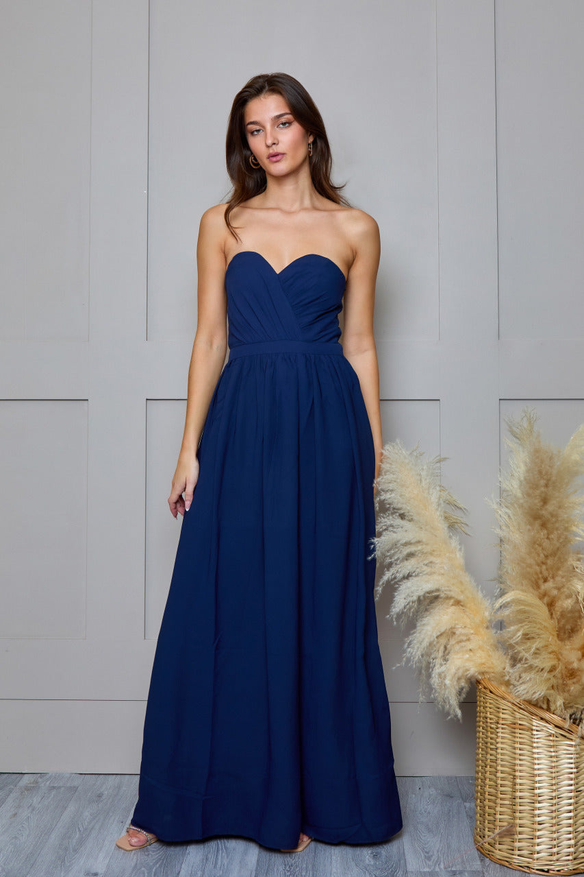 Bandeau Bridesmaids Maxi Dress in Navy