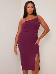 Asymmetric Bodycon Midi Dress in Purple