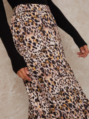 High Waist Animal Print Midi Skirt in Multi