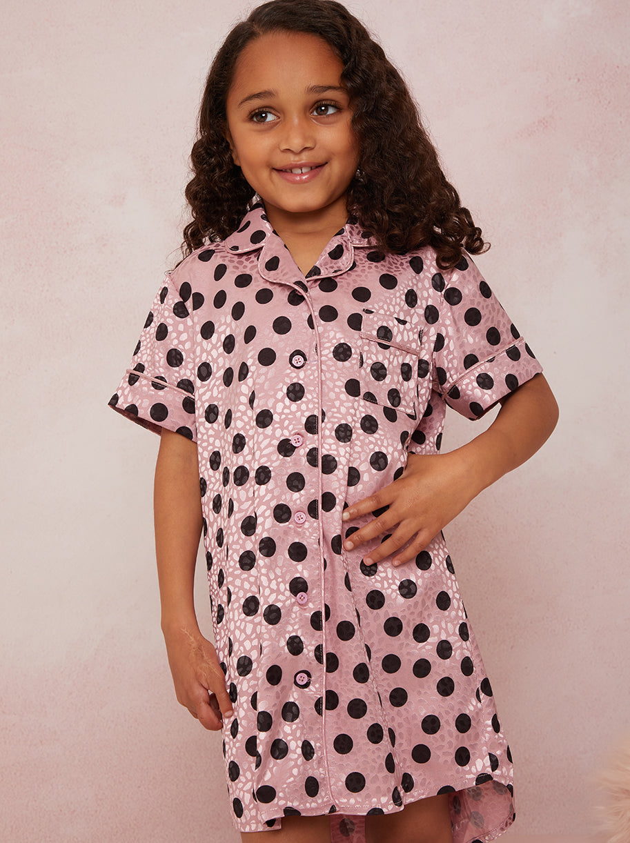 Girls Spot Print Night Dress in Pink