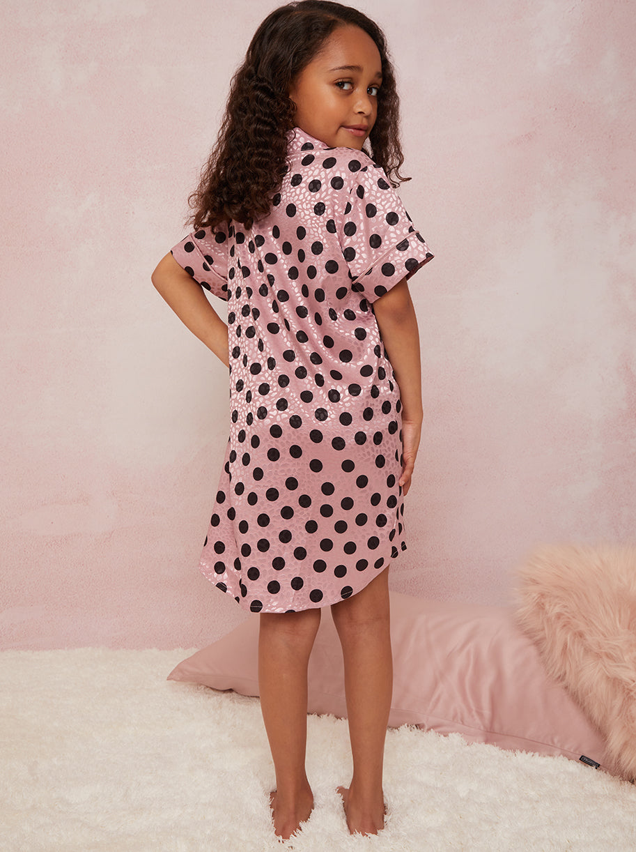 Girls Spot Print Night Dress in Pink