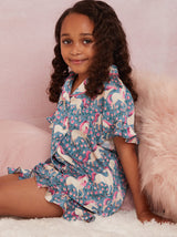 Girls Unicorn Print Short Pyjamas in Multi