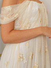 Bardot Embroidered Floral Lace Maxi Dress in Cream