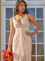 Knot Detail Maxi Dress in Champagne