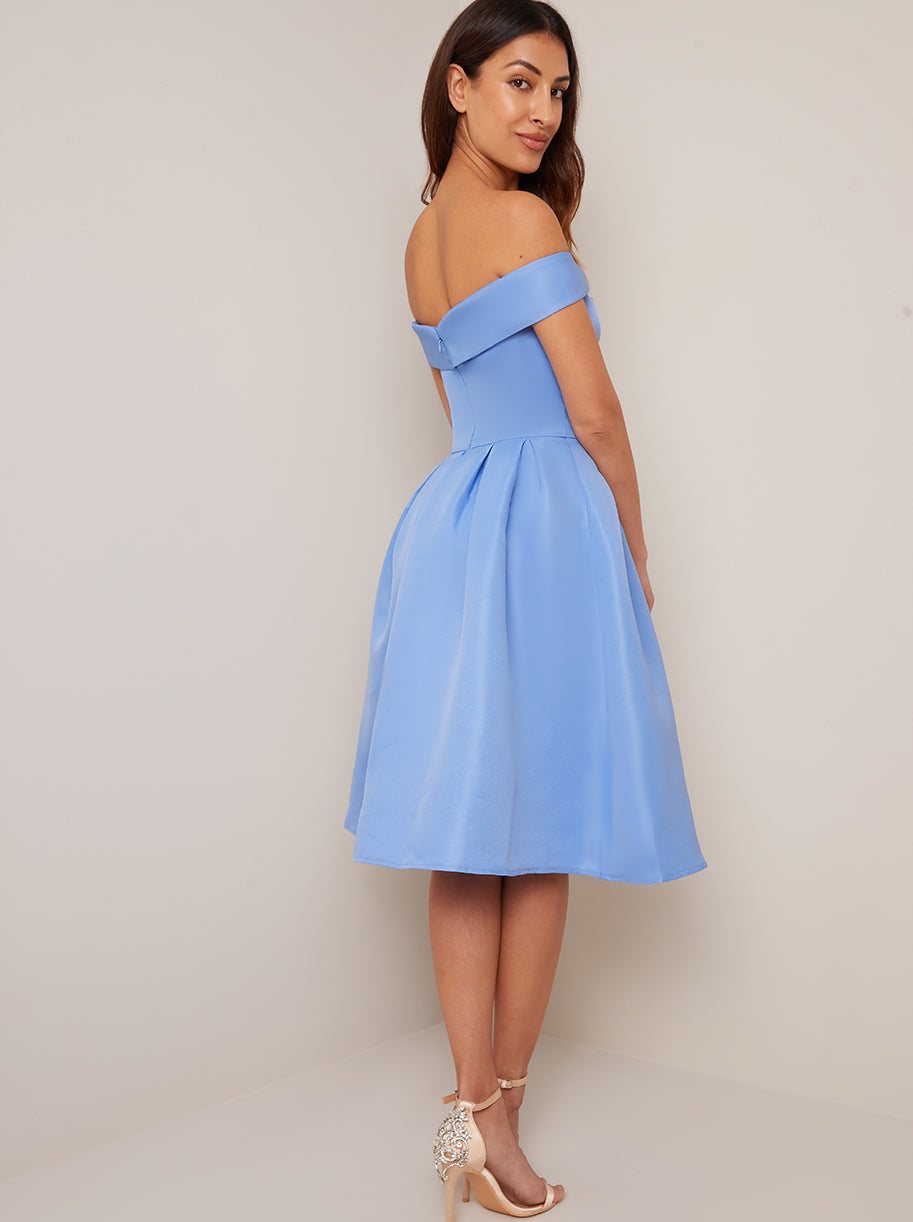 Bardot Skater Midi Dress in Blue