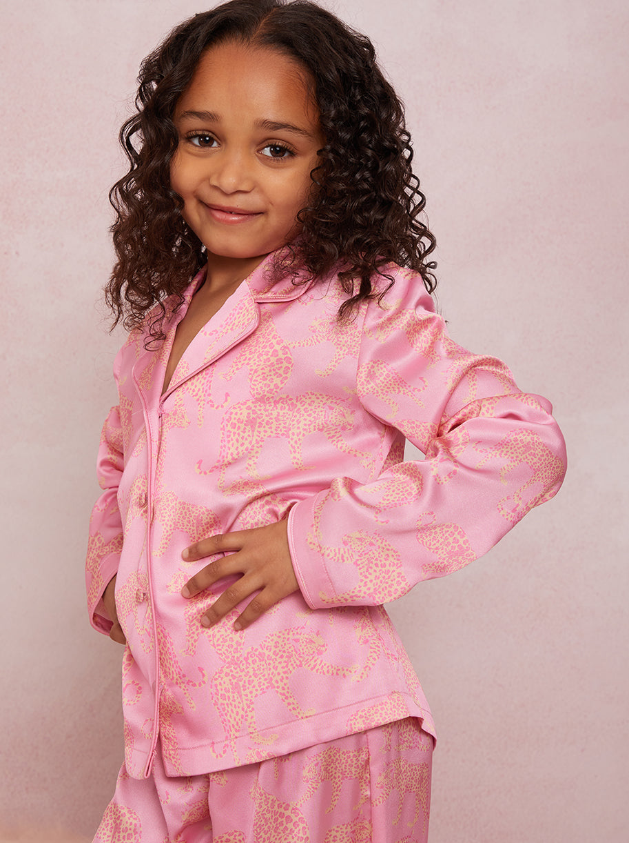 Girls Animal Print Pyjamas in Pink