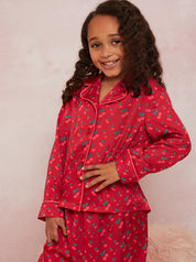 Girls Cherry Pyjama Set in Red