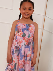 Younger Girls Cami Floral Hanky Hem Midi Dress in Pink