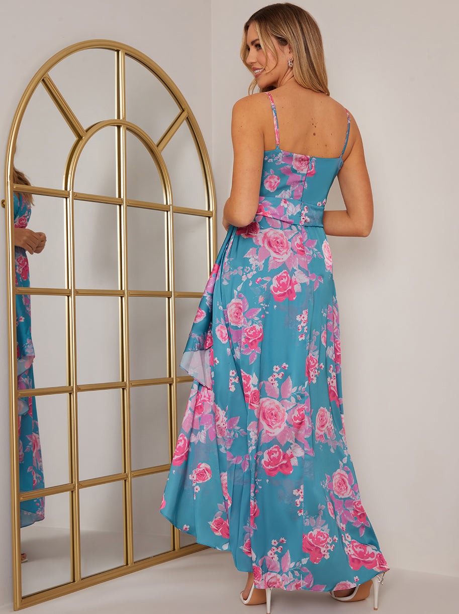 chi chi london cami floral print wrap midi dress reviews Chi Chi London Women's Cami Floral Wrap Dip Hem Midi Dress in Blue 8