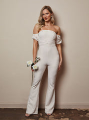 Bardot Flare Jumpsuit in Cream