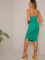 Halter Neck Cut-Out Bodycon Dress in Green
