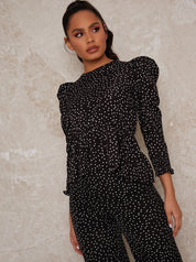 Polka Dot Peplum in Mono