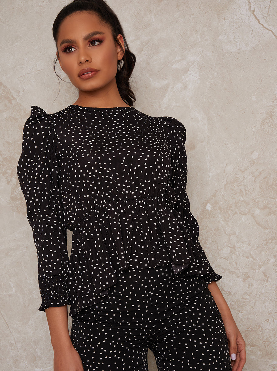 Polka Dot Peplum in Mono