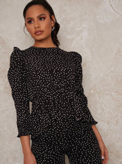 Polka Dot Peplum in Mono