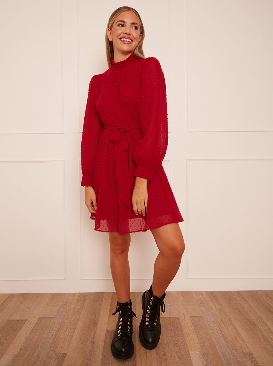 dobby red dress Yours London Women's Plus Size Red Metallic Dobby Pleated Wrap Dress Size 10