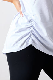Ruched Longline Aysmmetric T-Shirt