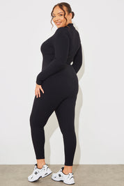 Built-In Bra Half Zip Long Sleeve Sculpt and Control Unitard